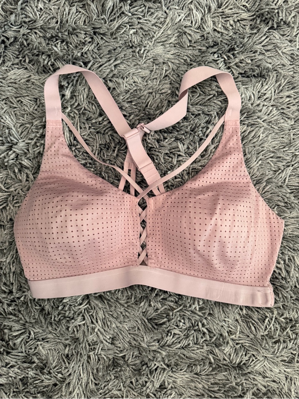 Light Pink Strappy Perforated Sports Bra